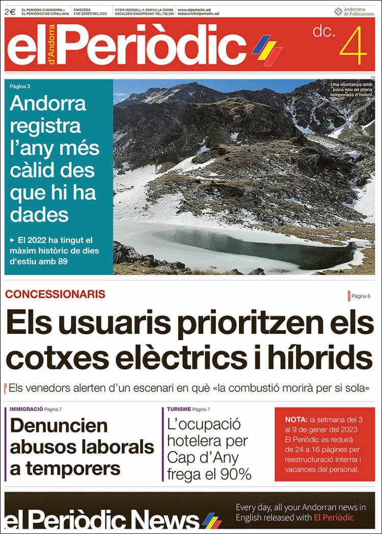 Portada de El Periòdic d'Andorra (Andorra)