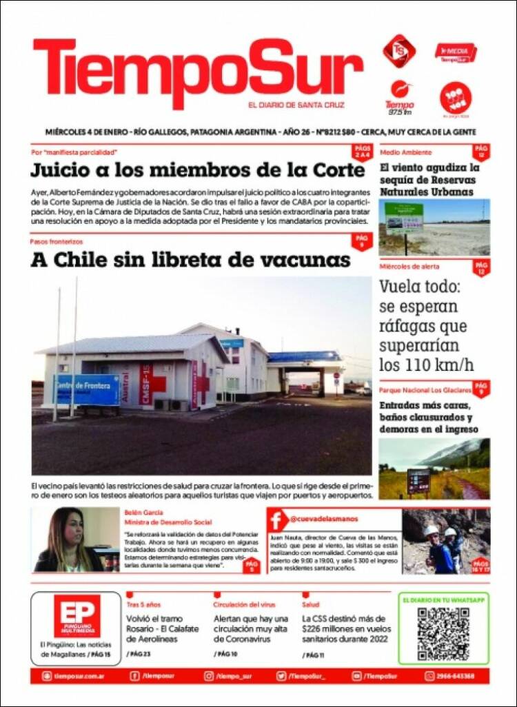 Portada de Tiempo Sur (Argentina)