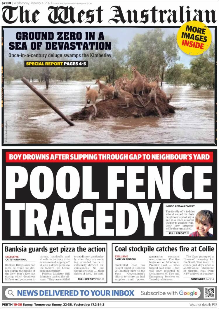 Portada de The West Australian (Australia)