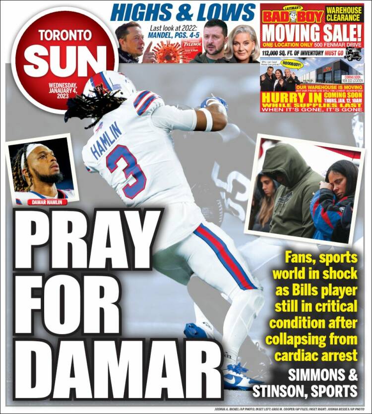 Portada de The Toronto Sun (Canadá)