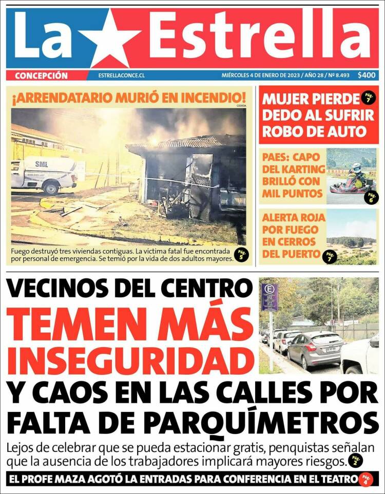 Portada de La Estrella de Concepción (Chile)