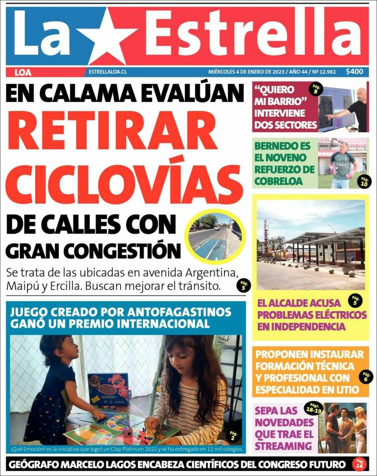 Portada de La Estrella de Loa (Chile)