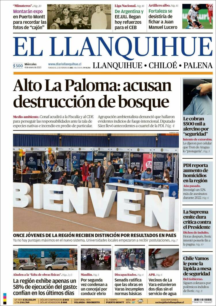 Portada de El Llanquihue (Chile)