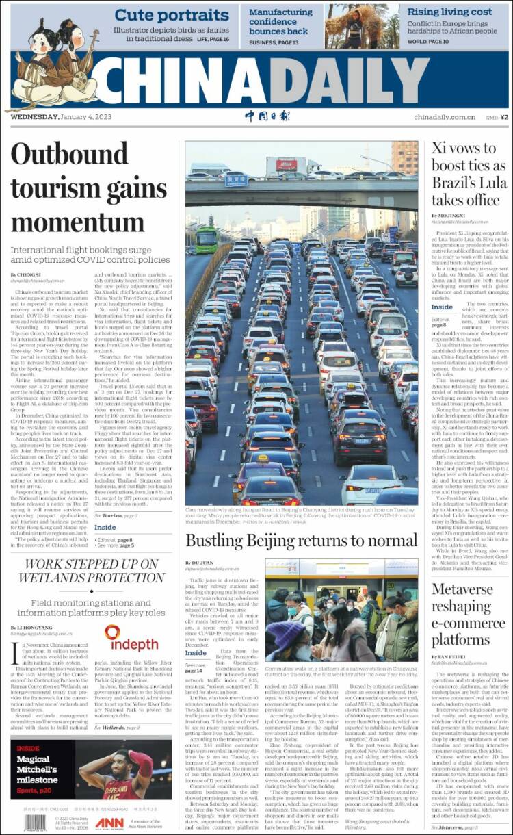 Portada de China Daily (China)