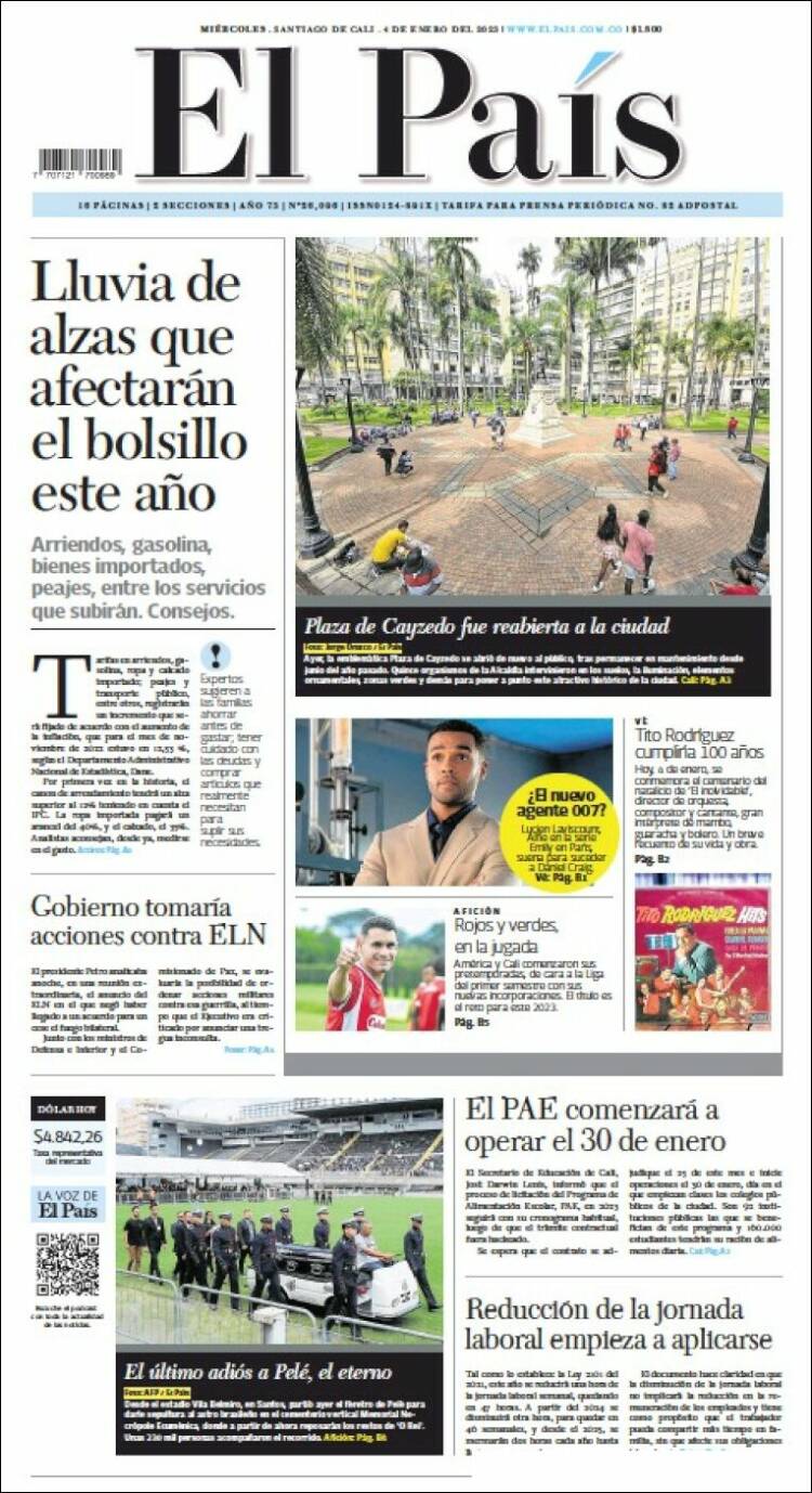 Portada de El País - Cali (Colombia)