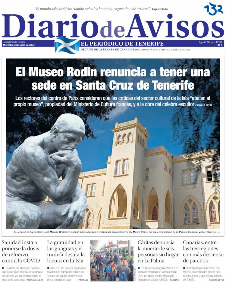 Portada de Diarios de Avisos (Spain)