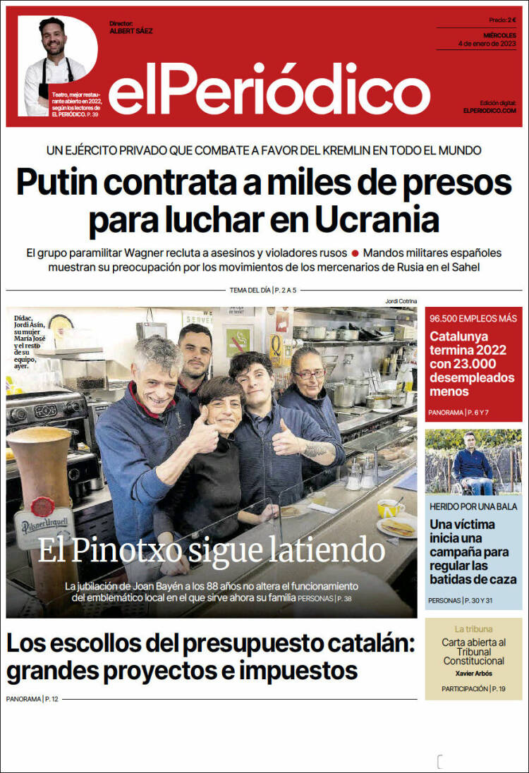 Portada de El Periódico (Spain)