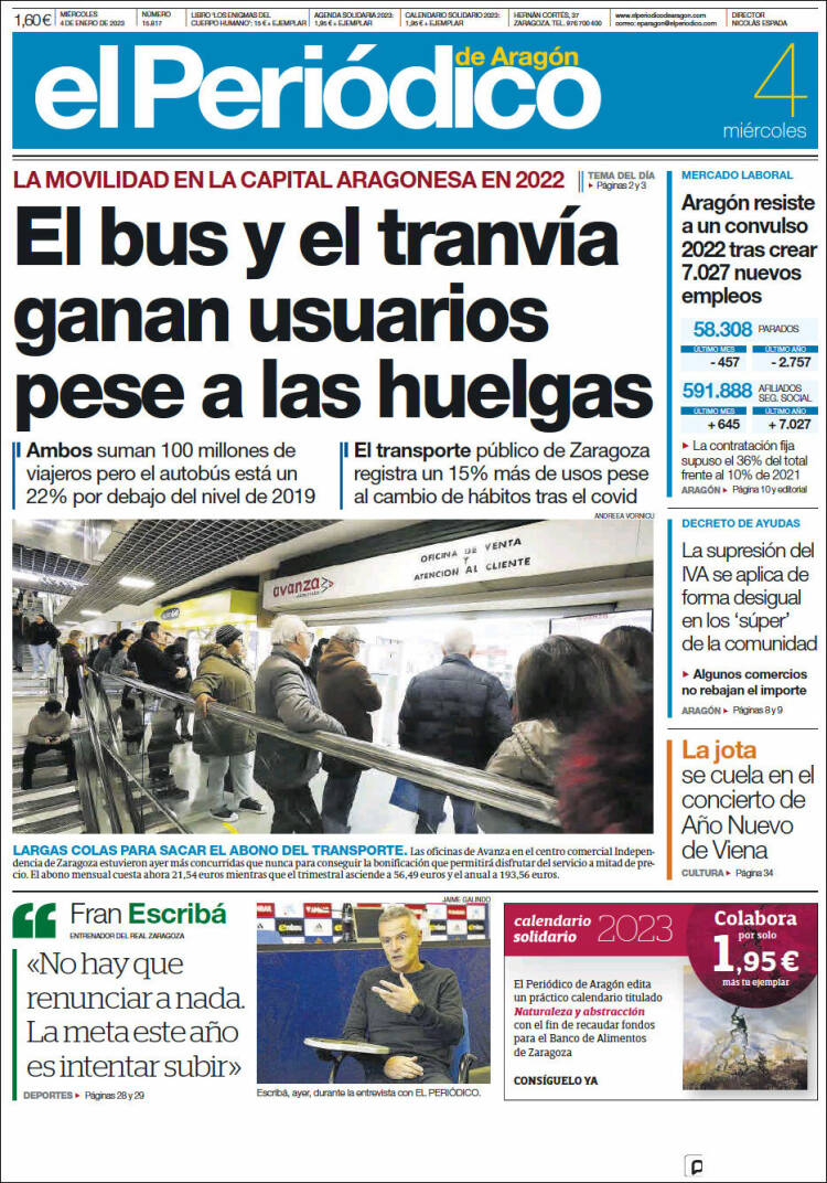 Portada de El Periódico de Aragón (Spain)