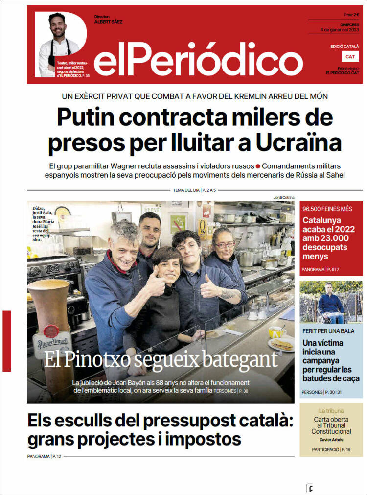 Portada de El Periódico de Catalunya (Spain)