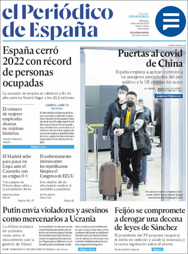 Portada de El Periódico de España (Spain)