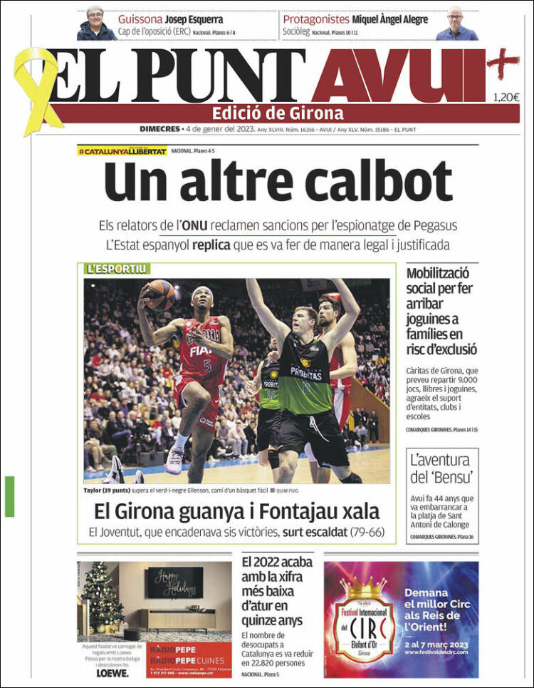 Portada de El Punt Avui - Girona (Spain)