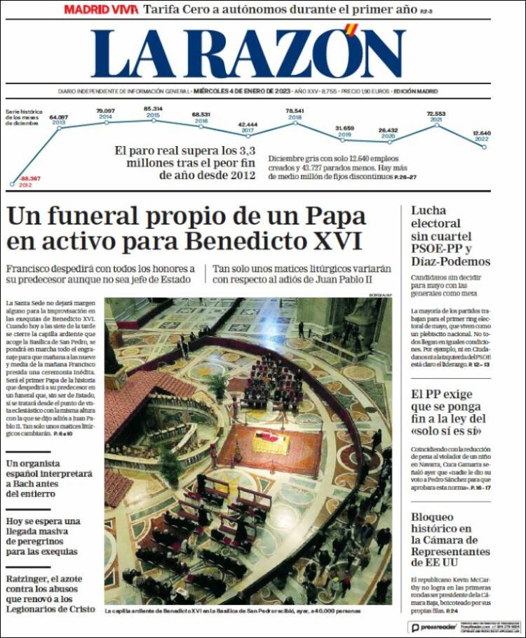 Portada de La Razón (Spain)