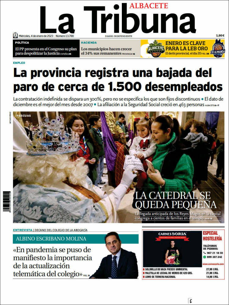 Portada de La Tribuna de Albacete (Spain)