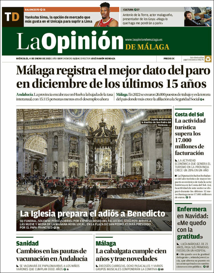 Portada de La Opinión de Málaga (Spain)