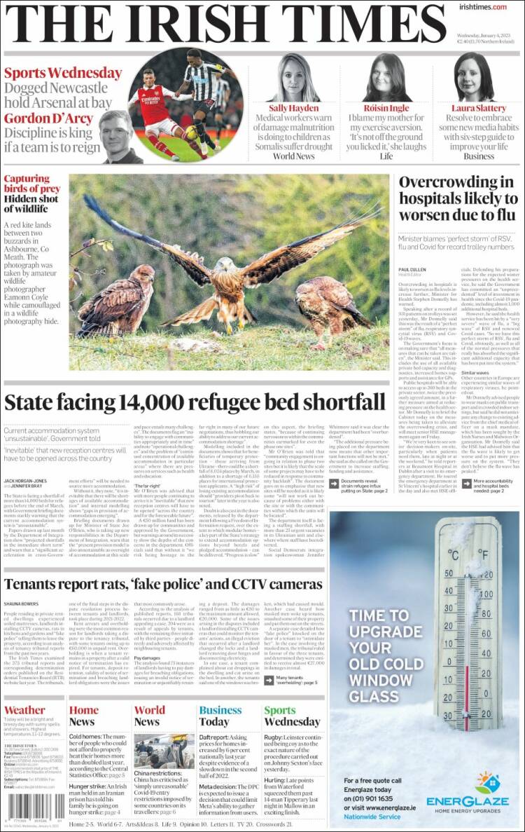 Portada de Irish Times (Irlanda)