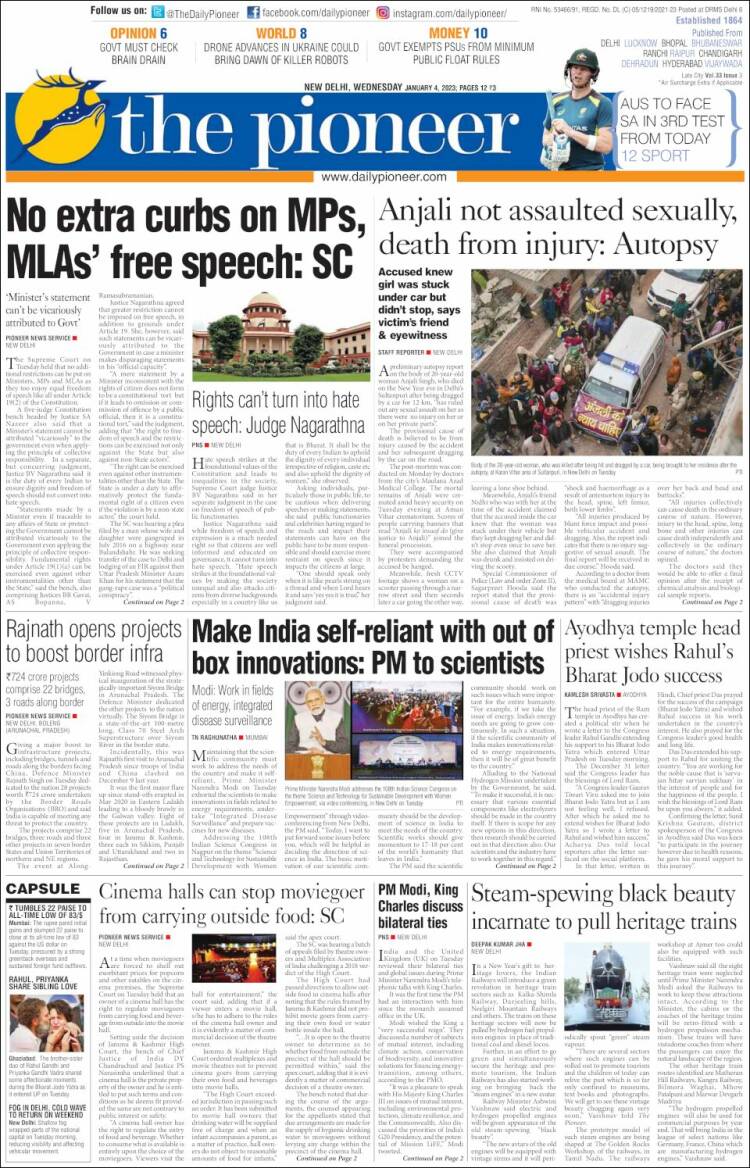 Portada de The Pioneer (India)