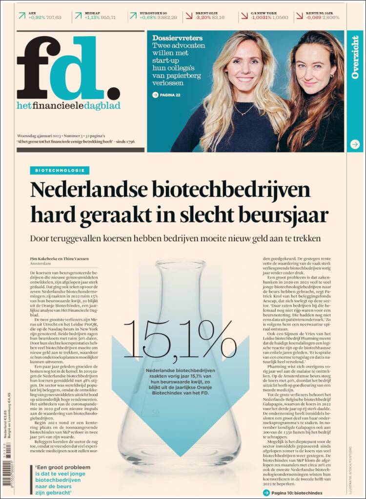 Portada de Het Financieele Dagblad (Pa&iacute;ses Bajos)