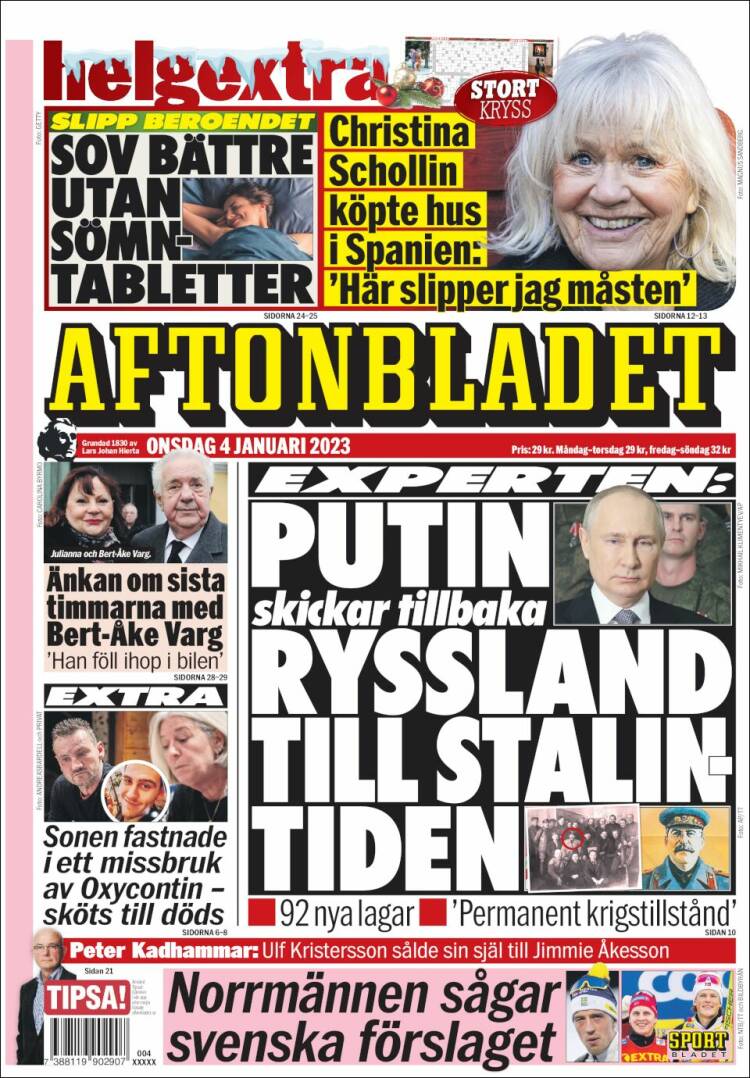 Portada de Aftonbladet (Suecia)