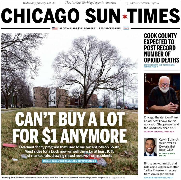 Portada de Chicago Sun-Times (USA)