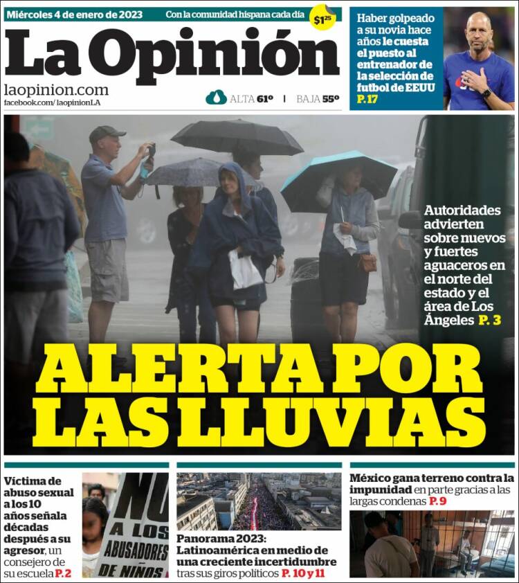 Portada de La Opinión (USA)