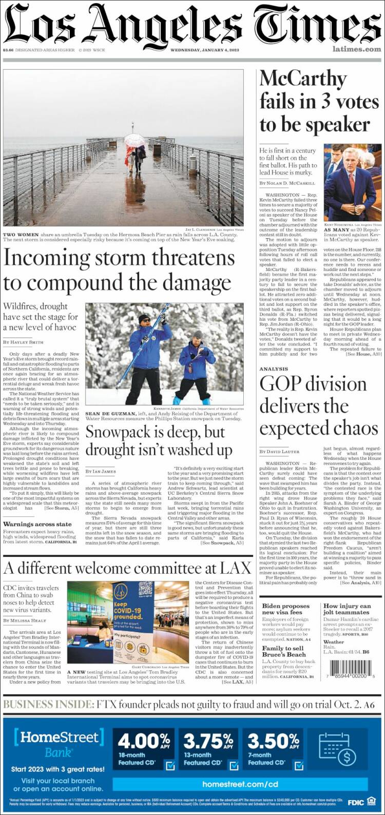 Portada de Los Angeles Times (USA)