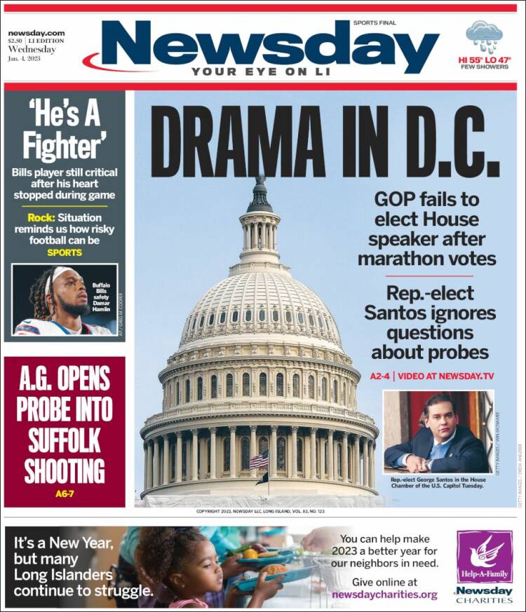 Portada de Newsday (USA)