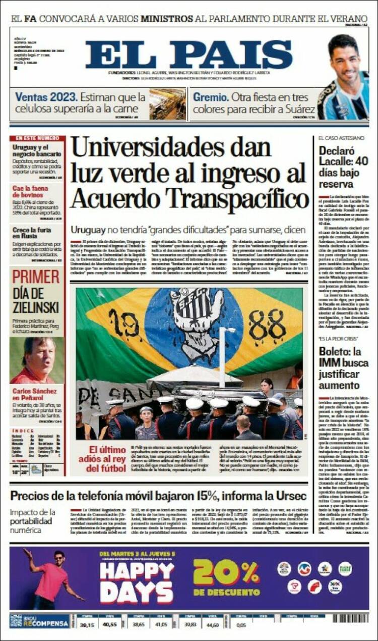 Portada de El País (Uruguay)