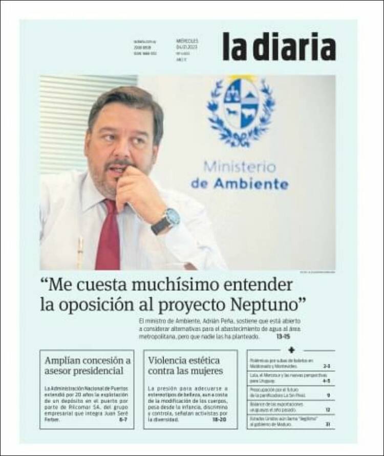 Portada de La Diaria (Uruguay)