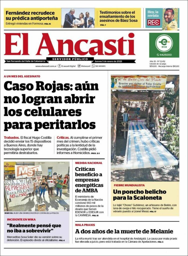 Portada de El Ancasti (Argentina)