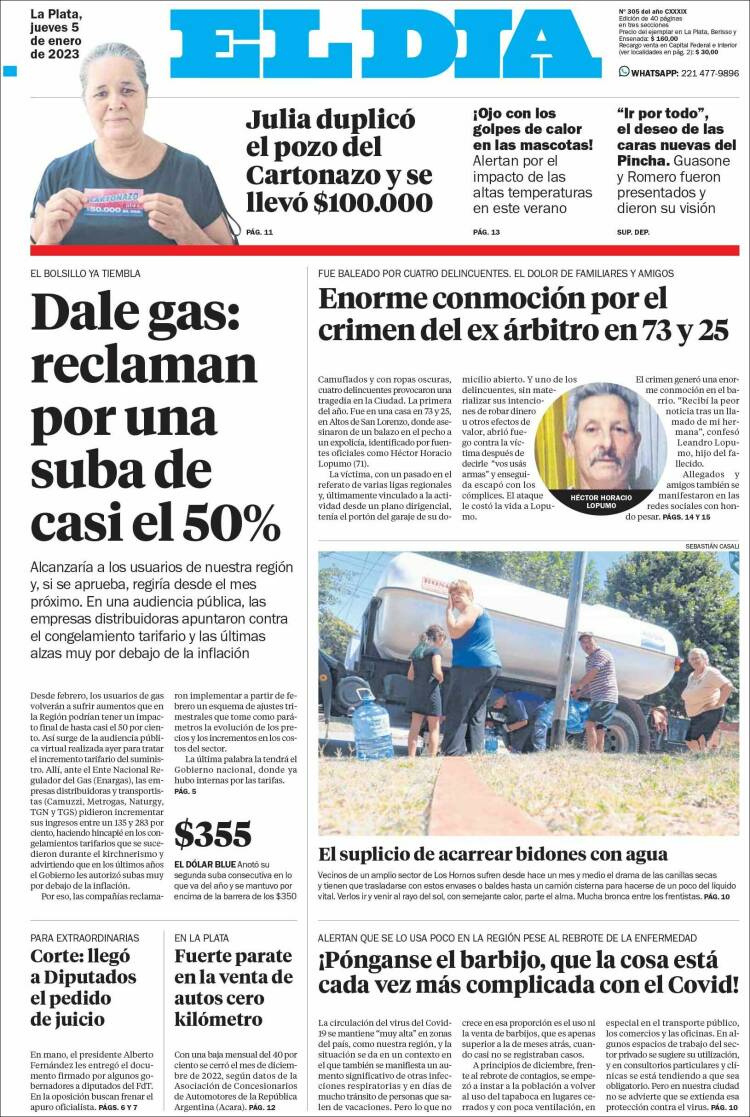 Portada de El Día de la Plata (Argentina)