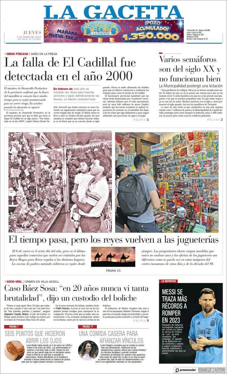 Portada de La Gaceta (Argentina)