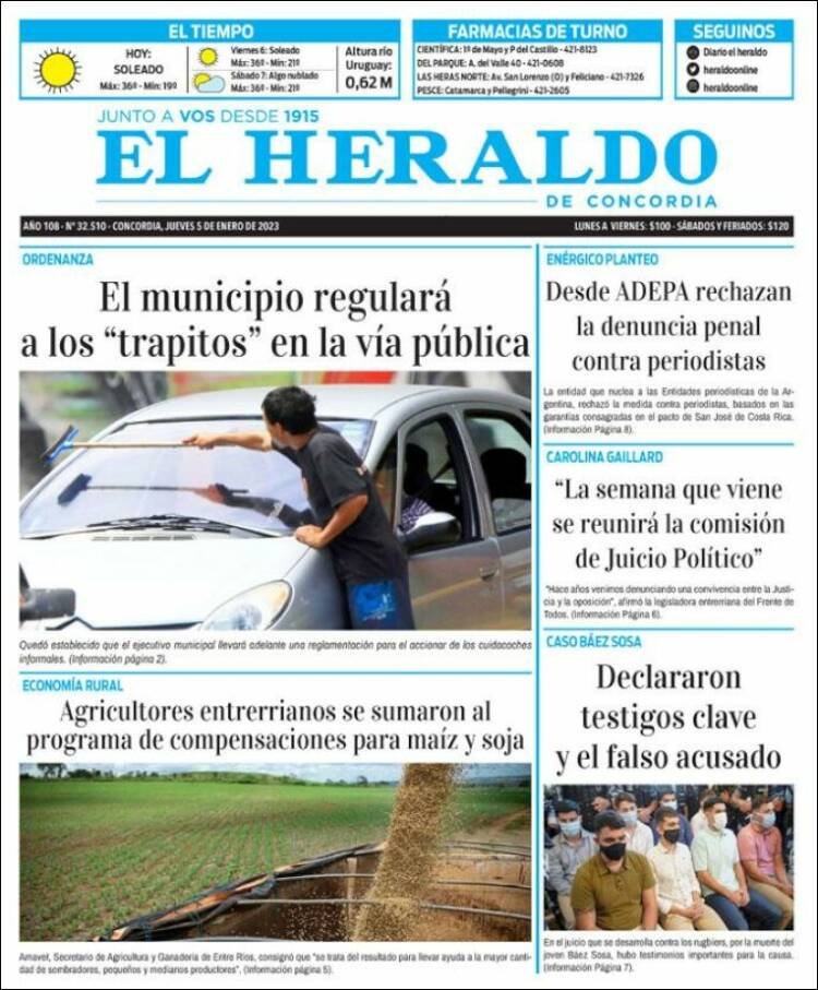 Portada de El Heraldo de Concordia (Argentina)