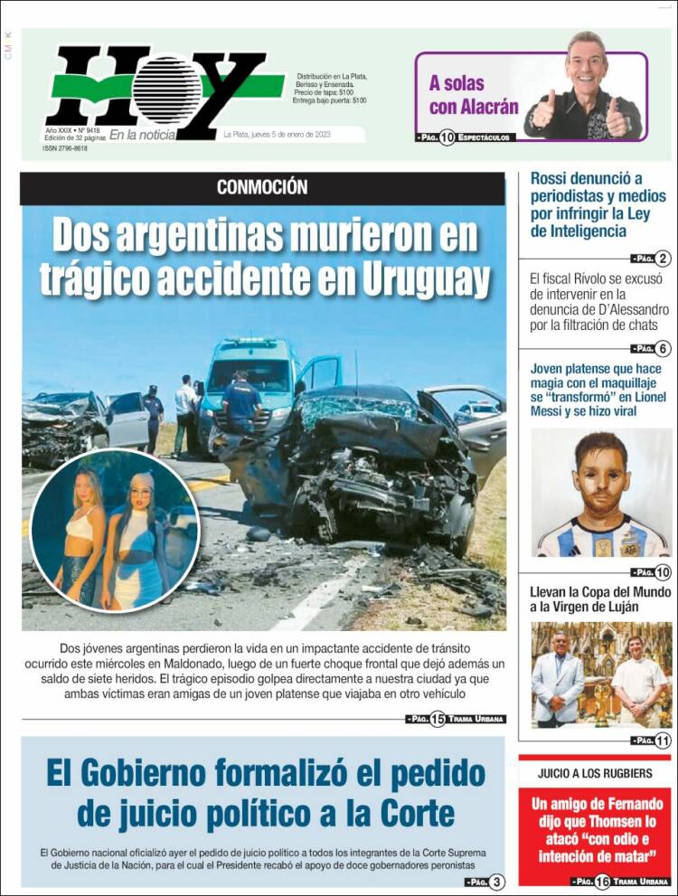 Portada de Diario Hoy (Argentina)