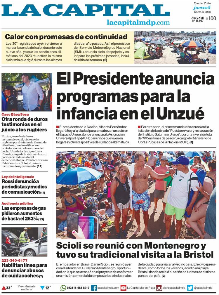 Portada de Diario La Capital - Mar del Plata (Argentina)