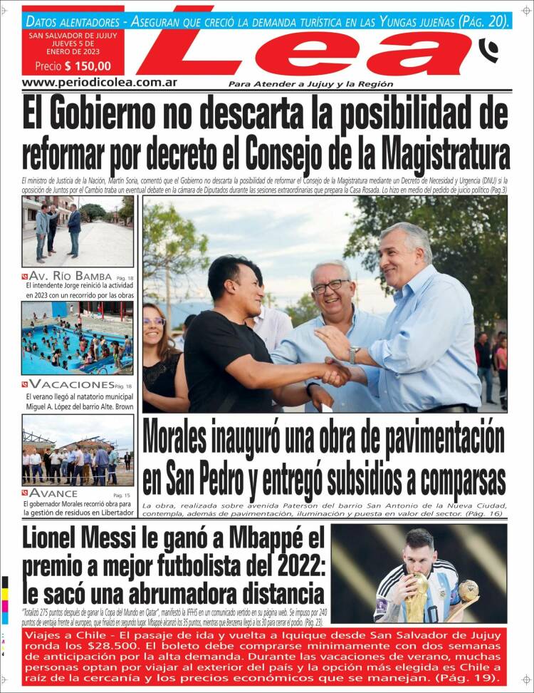 Portada de Periódico Lea (Argentina)