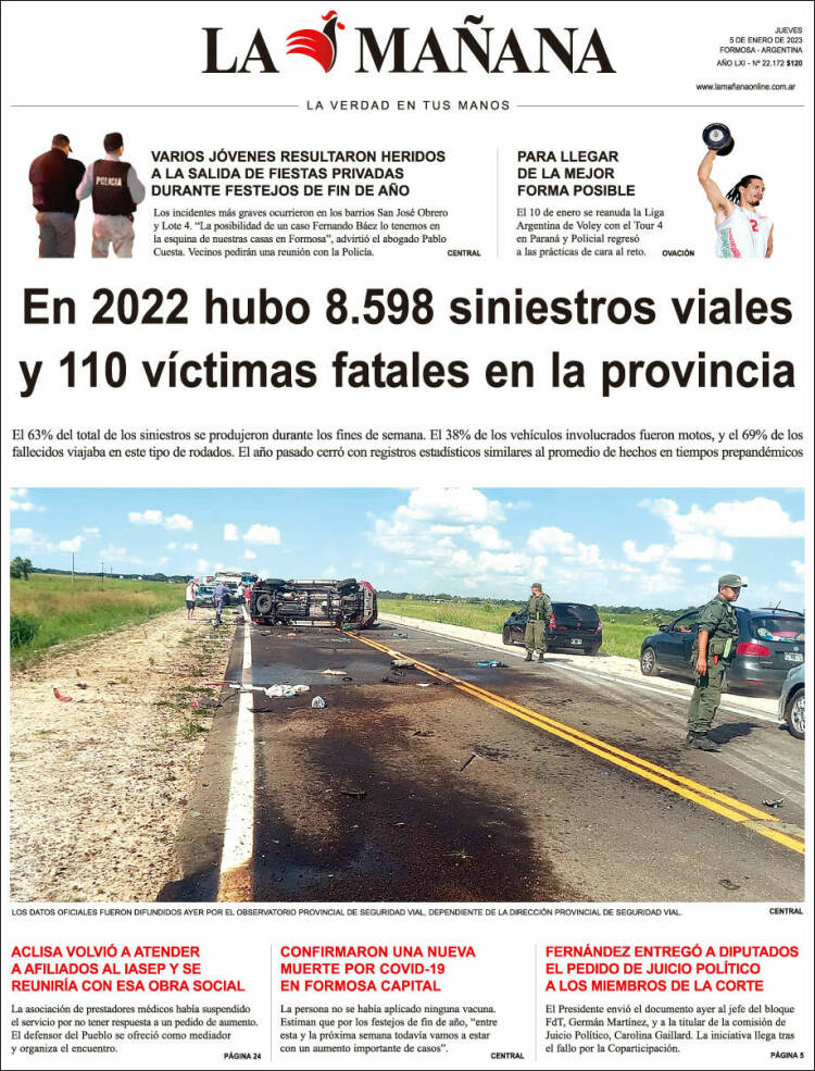 Portada de Diario La Mañana (Argentina)