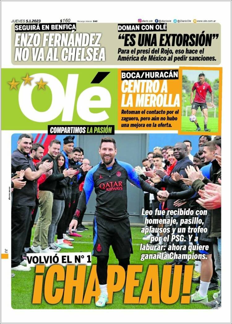 Portada de Olé (Argentina)