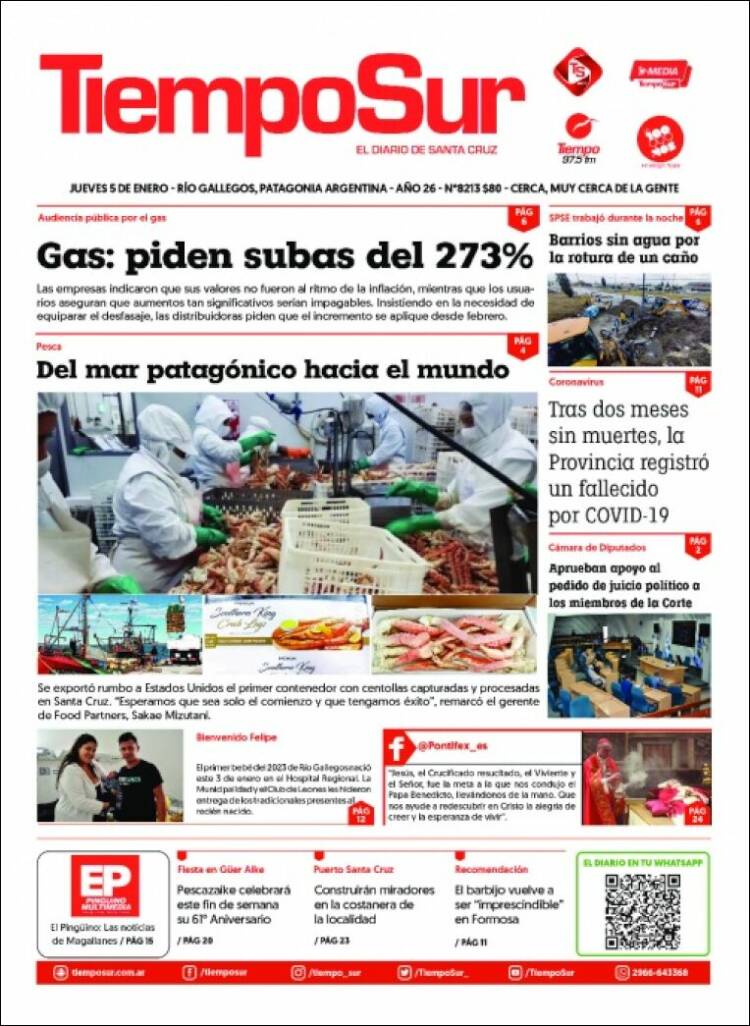 Portada de Tiempo Sur (Argentina)