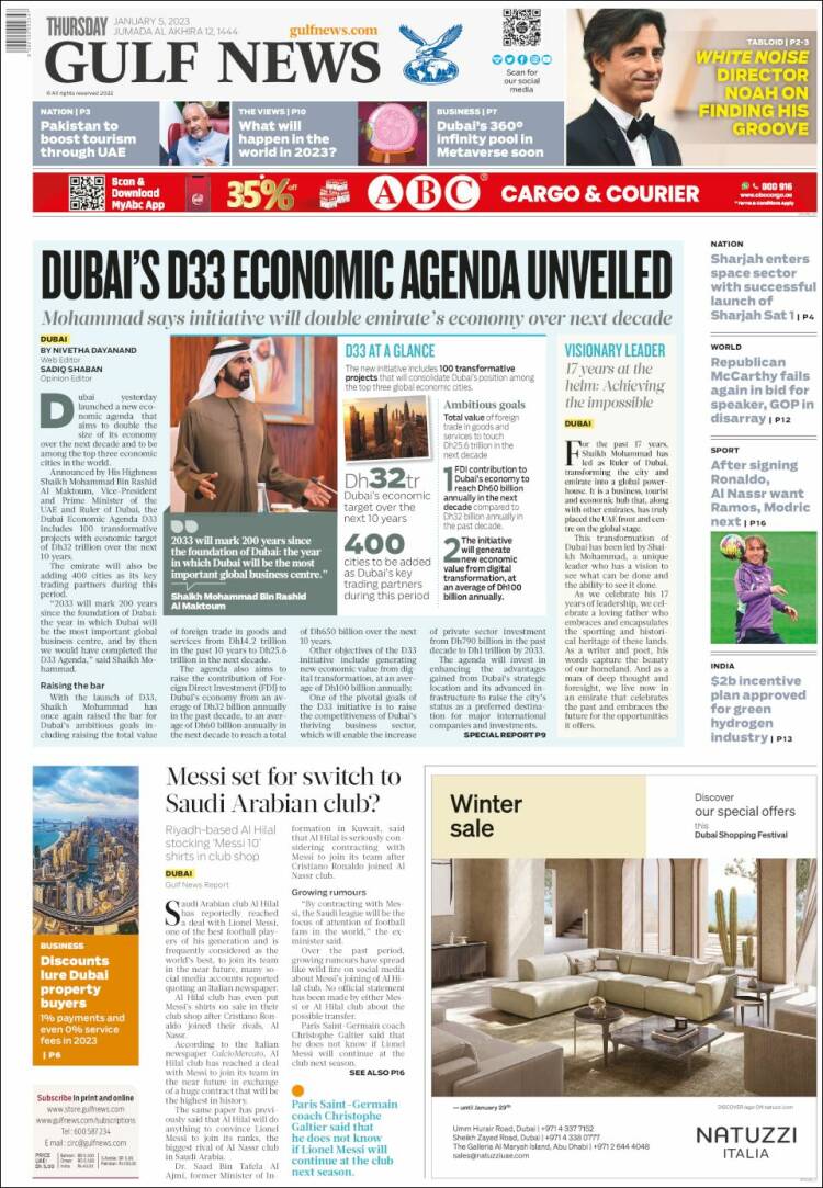 Portada de Gulf News (Asia-Pacífico)