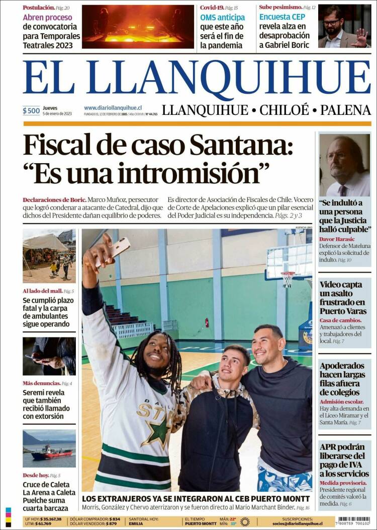 Portada de El Llanquihue (Chile)
