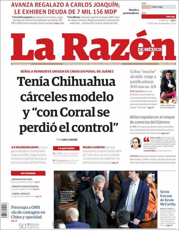 Portada de La Razón (México)