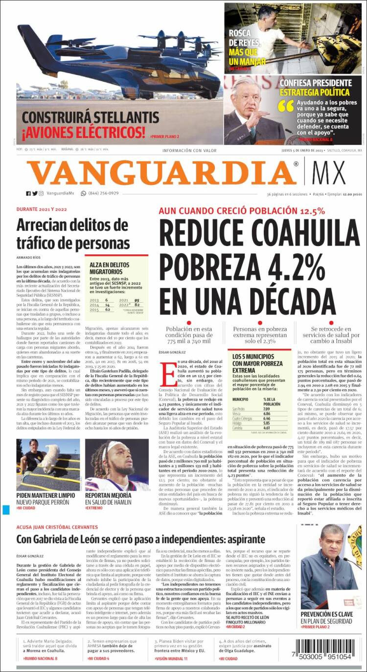 Portada de Vanguardia (México)