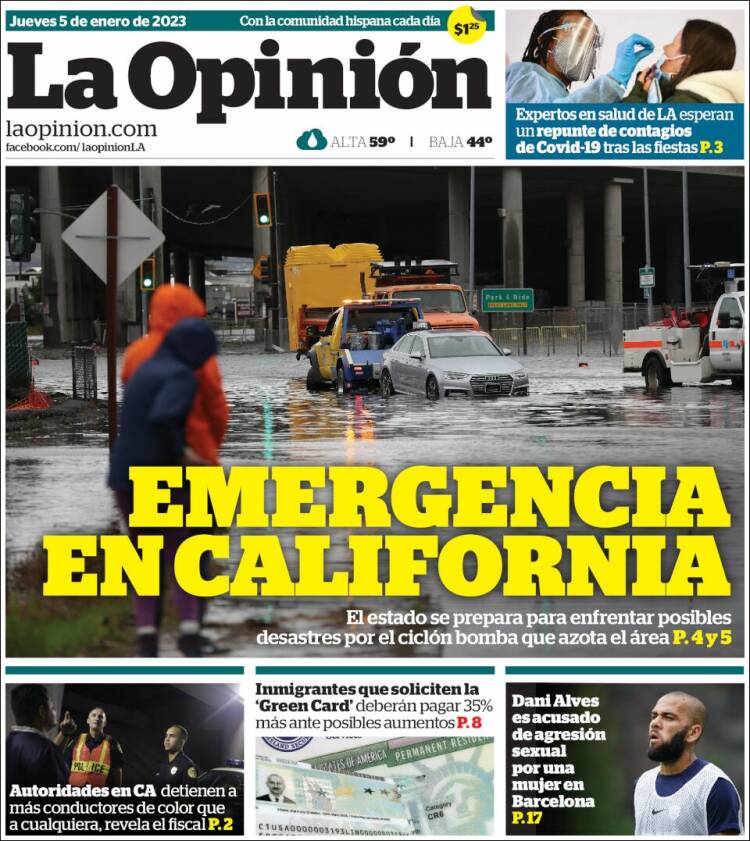 Portada de La Opinión (USA)