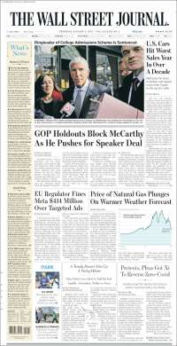 Portada de Wall Street Journal (USA)