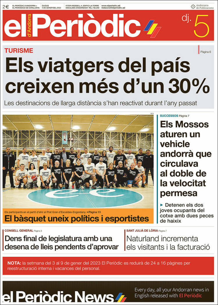 Portada de El Periòdic d'Andorra (Andorra)