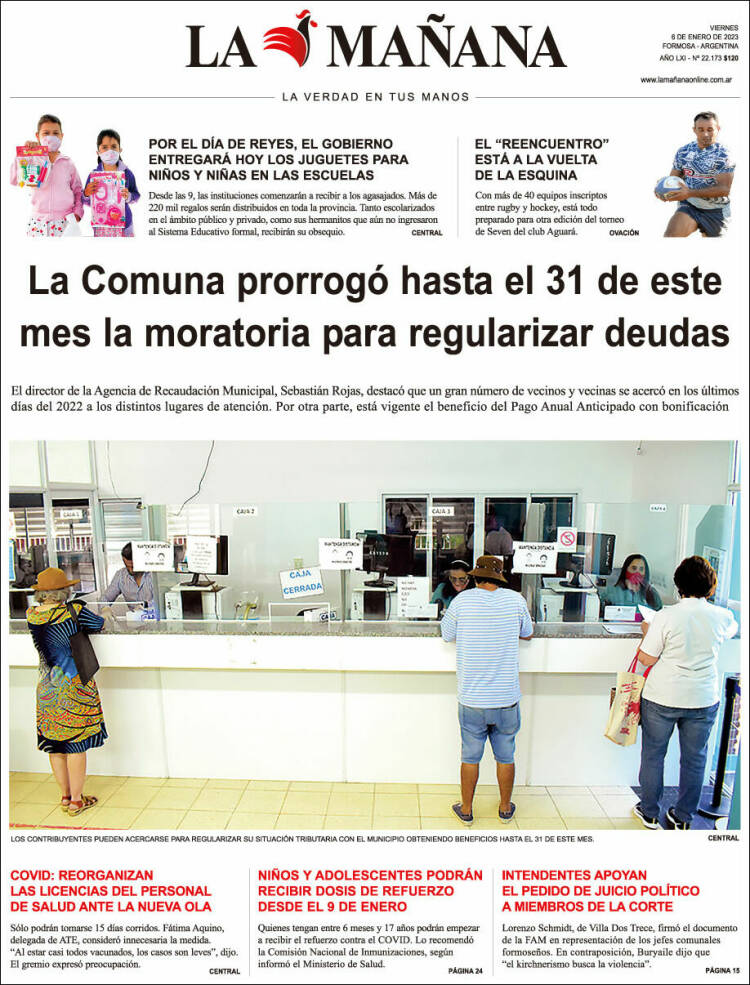 Portada de Diario La Mañana (Argentina)