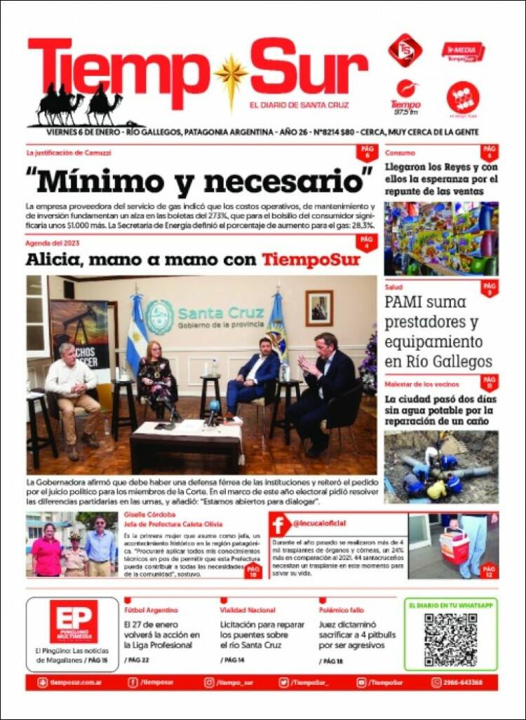 Portada de Tiempo Sur (Argentina)