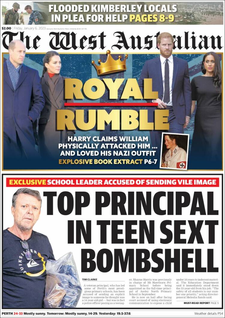 Portada de The West Australian (Australie)