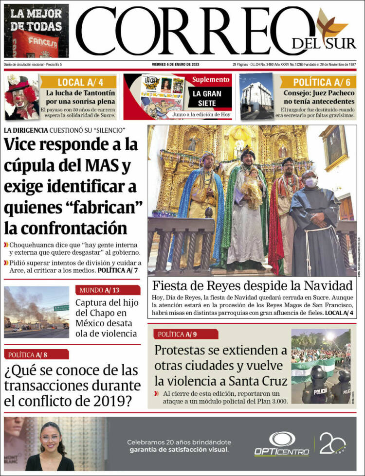 Portada de Correo Sur (Bolivia)