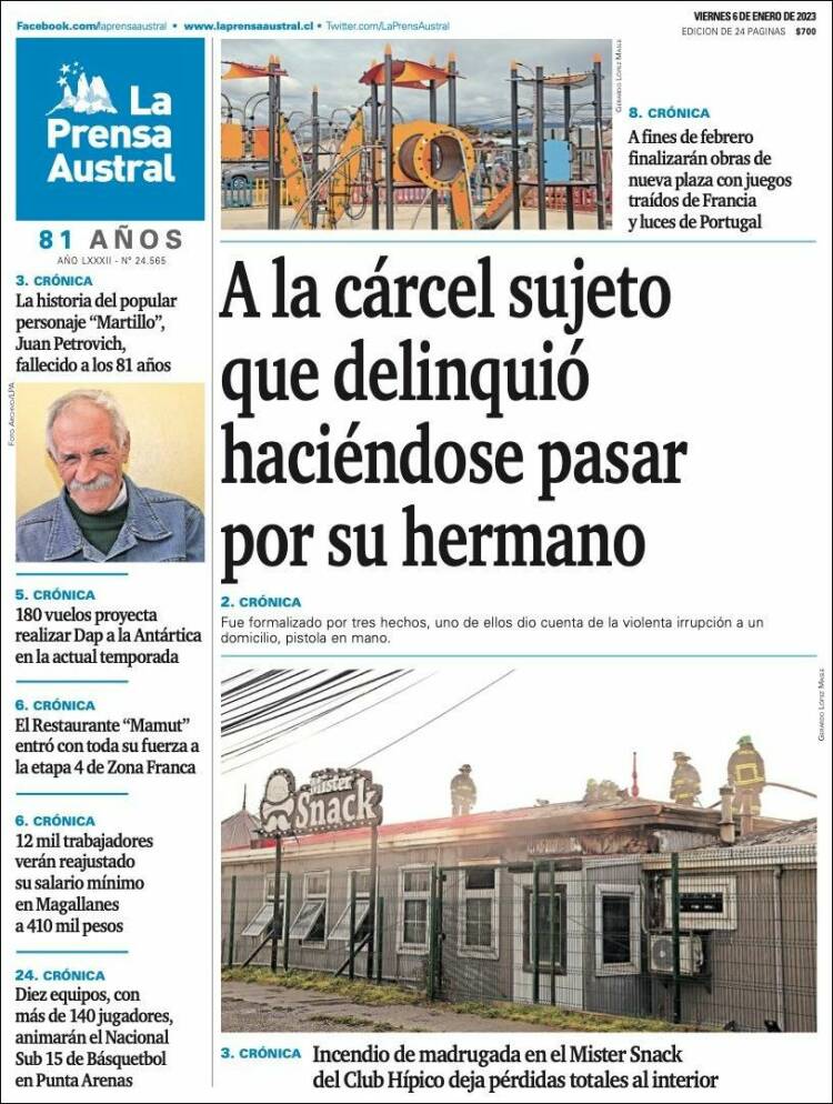 Portada de El Magallanes (Chile)